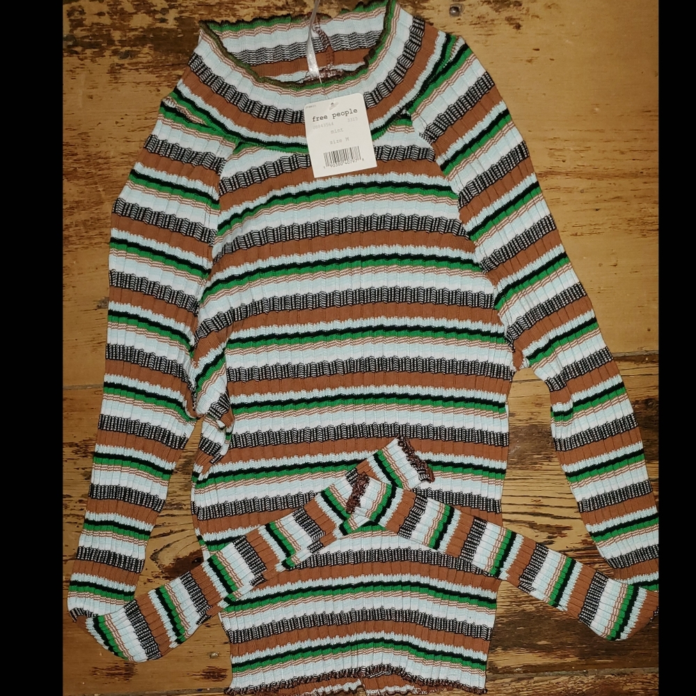 Free People Mirror Tee Cropped Ribbed Retro top - Picture 6 of 16